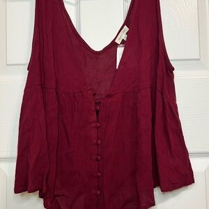 Urban Outfitters, Silence + Noise Burgundy Sleeveless Blouse size large